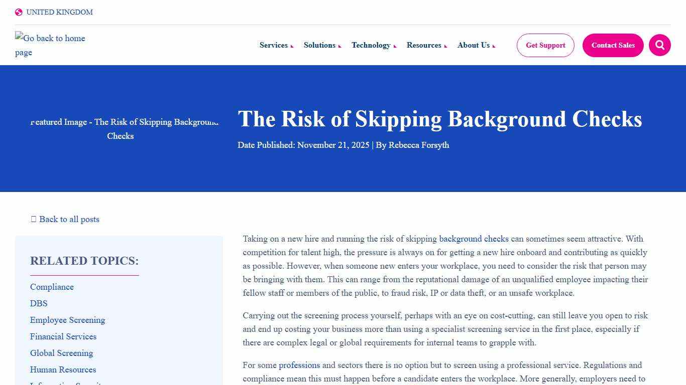 The Risk of Skipping Background Checks - Accurate UK