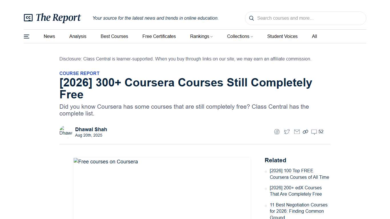 [2026] 300+ Coursera Courses Still Completely Free — Class Central